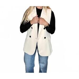 NEW MISS SPARKLING double breasted blazer vest in ivory